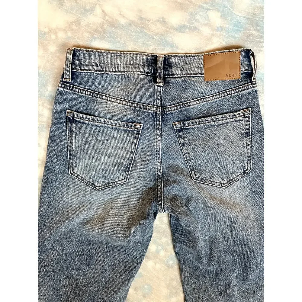 AEROPOSTALE High Rise Flare Jeans Ripped Denim Size 2 S Short - Picture 6 of 11